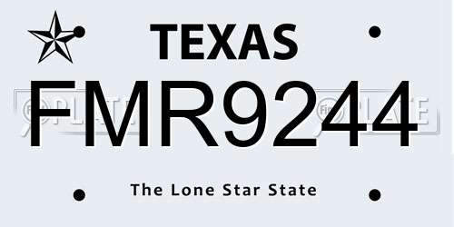 FMR9244 Texas License Plate
