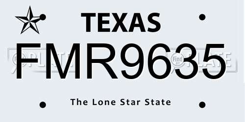 FMR9635 Texas License Plate