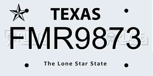 FMR9873 Texas License Plate