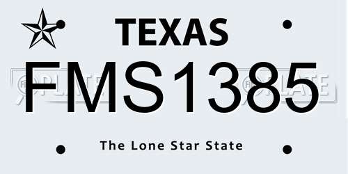 FMS1385 Texas License Plate