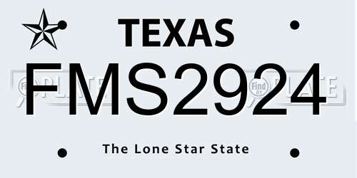 FMS2924 Texas License Plate