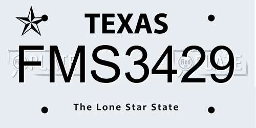 FMS3429 Texas License Plate