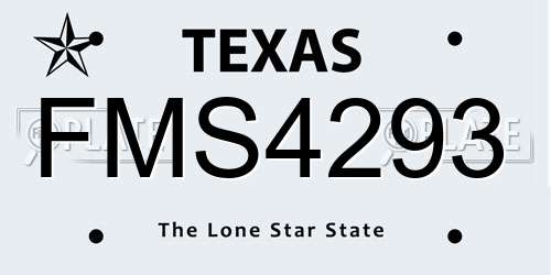 FMS4293 Texas License Plate
