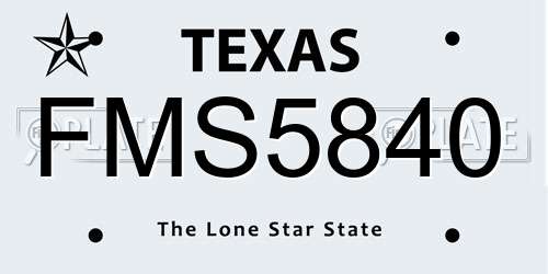 FMS5840 Texas License Plate