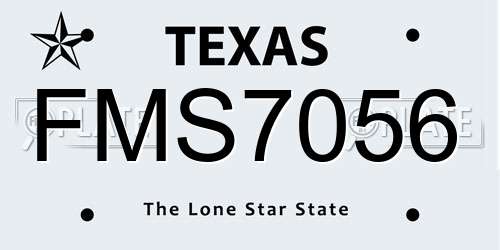 FMS7056 Texas License Plate