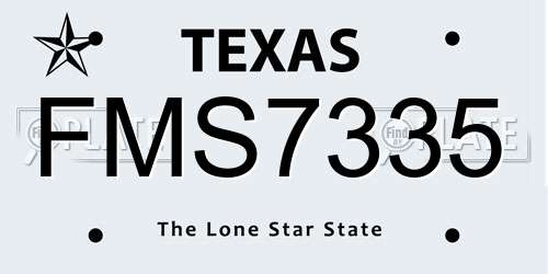 FMS7335 Texas License Plate