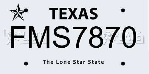 FMS7870 Texas License Plate