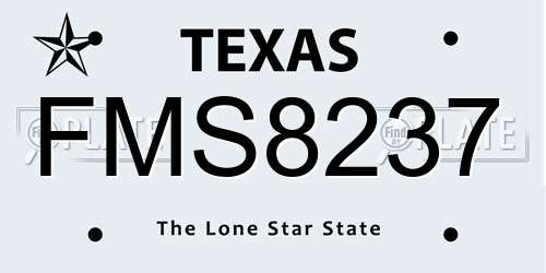 FMS8237 Texas License Plate