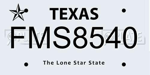 FMS8540 Texas License Plate