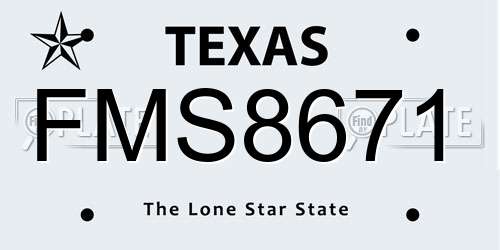 FMS8671 Texas License Plate