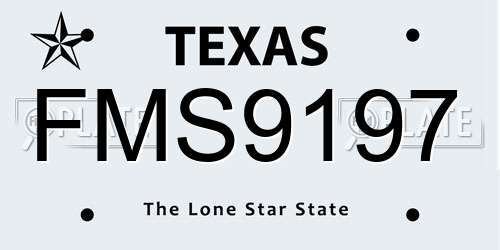 FMS9197 Texas License Plate