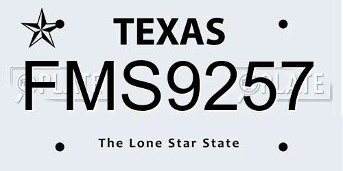 FMS9257 Texas License Plate