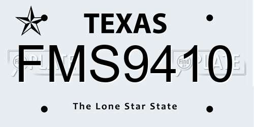 FMS9410 Texas License Plate