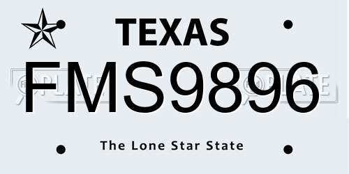 FMS9896 Texas License Plate