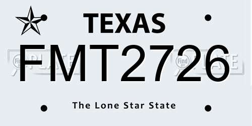 FMT2726 Texas License Plate