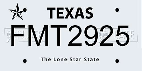 FMT2925 Texas License Plate