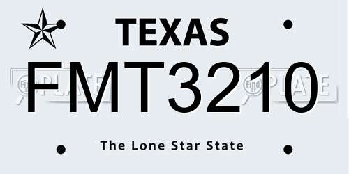 FMT3210 Texas License Plate