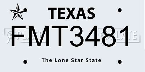 FMT3481 Texas License Plate