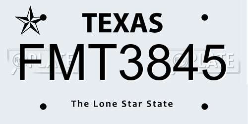 FMT3845 Texas License Plate