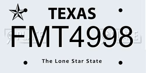 FMT4998 Texas License Plate