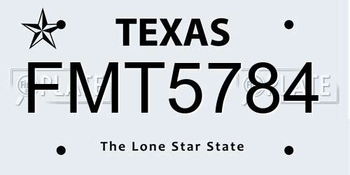 FMT5784 Texas License Plate