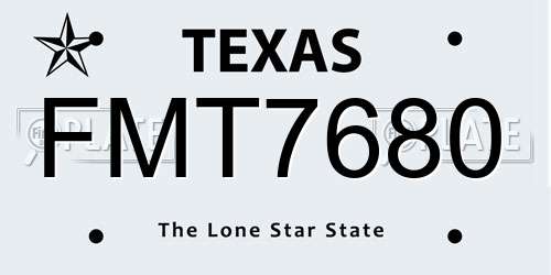 FMT7680 Texas License Plate