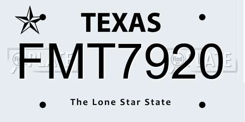 FMT7920 Texas License Plate