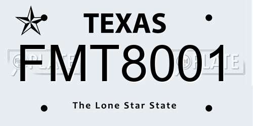 FMT8001 Texas License Plate