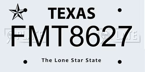 FMT8627 Texas License Plate