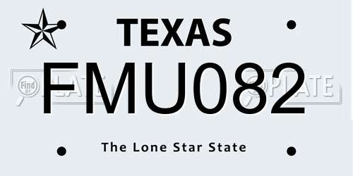 FMU082 Texas License Plate