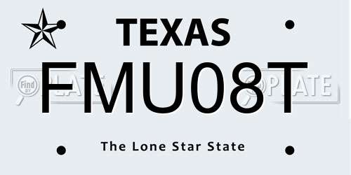 FMU08T Texas License Plate