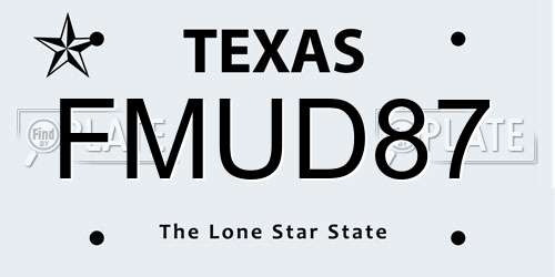 FMUD87 Texas License Plate