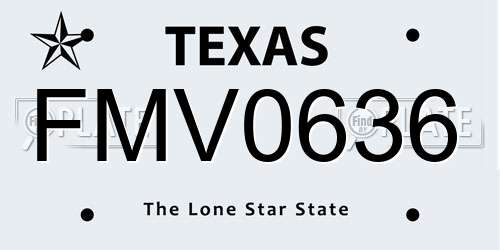 FMV0636 Texas License Plate