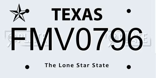 FMV0796 Texas License Plate