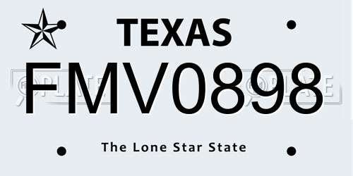 FMV0898 Texas License Plate
