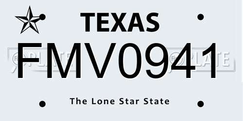 FMV0941 Texas License Plate