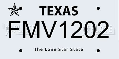 FMV1202 Texas License Plate