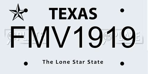 FMV1919 Texas License Plate