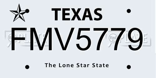 FMV5779 Texas License Plate