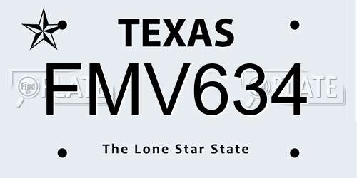 FMV634 Texas License Plate