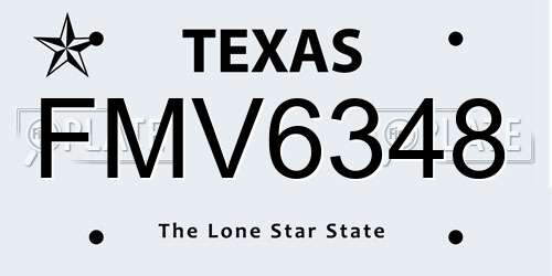 FMV6348 Texas License Plate