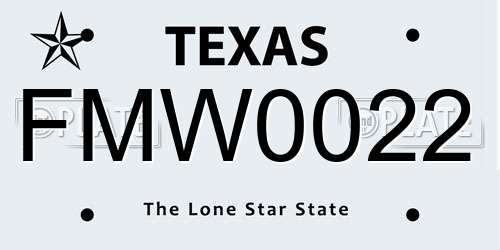 FMW0022 Texas License Plate