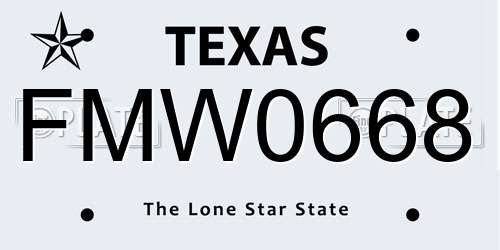 FMW0668 Texas License Plate