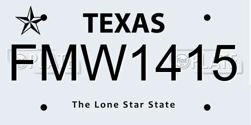 FMW1415 Texas License Plate