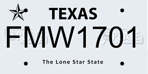 FMW1701 Texas License Plate