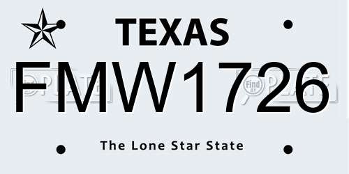 FMW1726 Texas License Plate