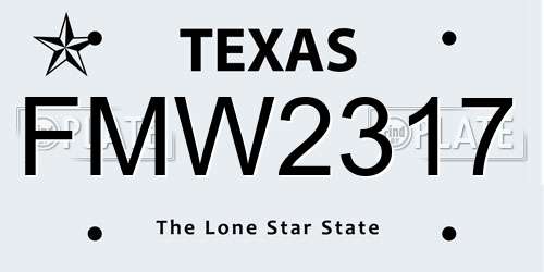 FMW2317 Texas License Plate