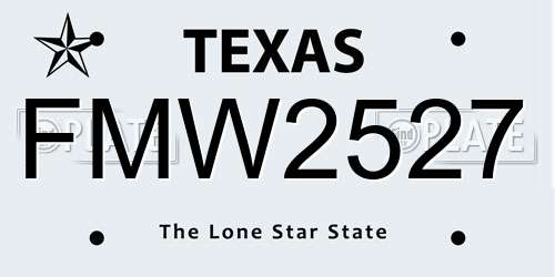 FMW2527 Texas License Plate