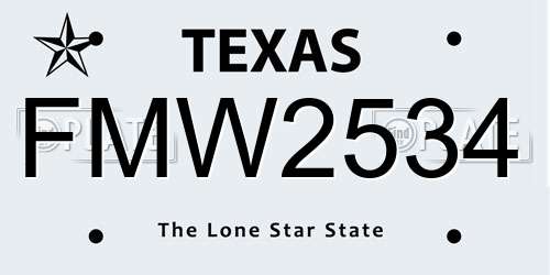 FMW2534 Texas License Plate