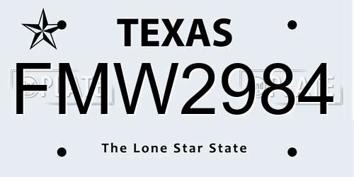 FMW2984 Texas License Plate
